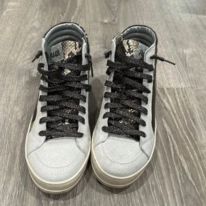Like new P448 Skate Snakeskin Print High Top Sneaker in Python Brown Size 39